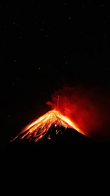 Volcano, Antigua, Guatemala, Dark, Night