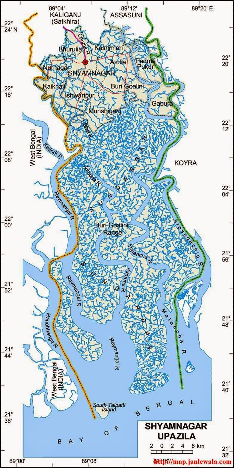 shyamnagar upazila map of bangladesh