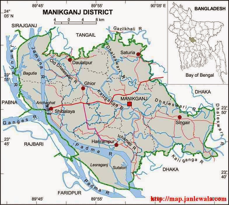 manikganj zila map of bangladesh