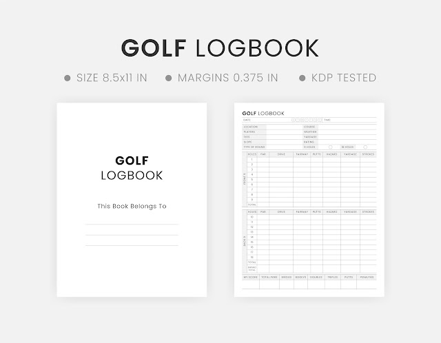 Golf Log Book Template Journal Practice