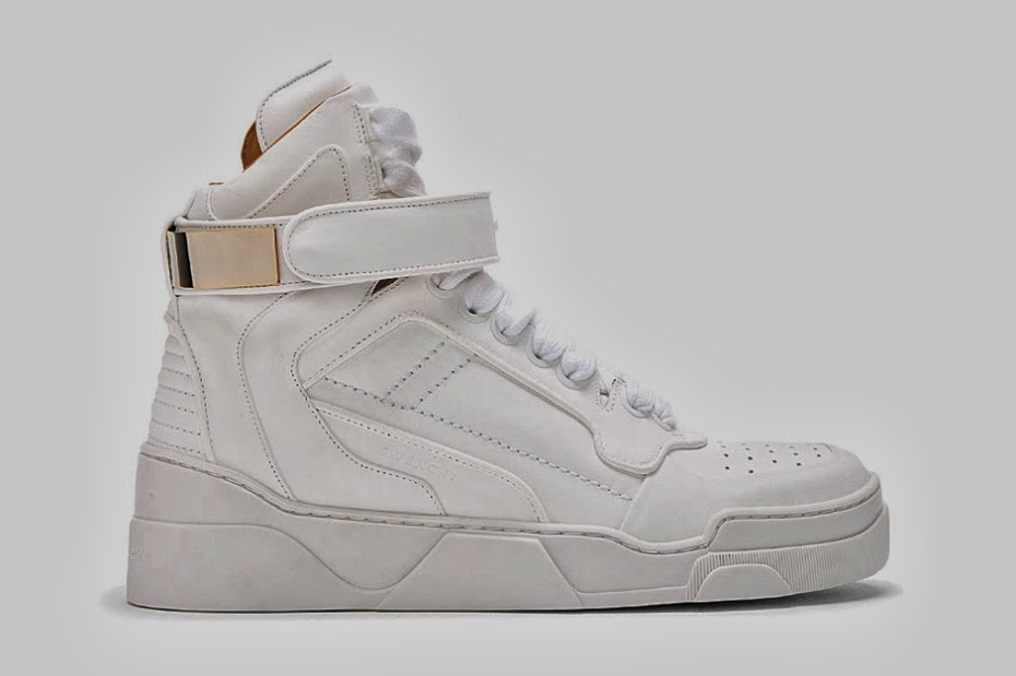 Givenchy White Leather Gold Plated High Top Sneakers