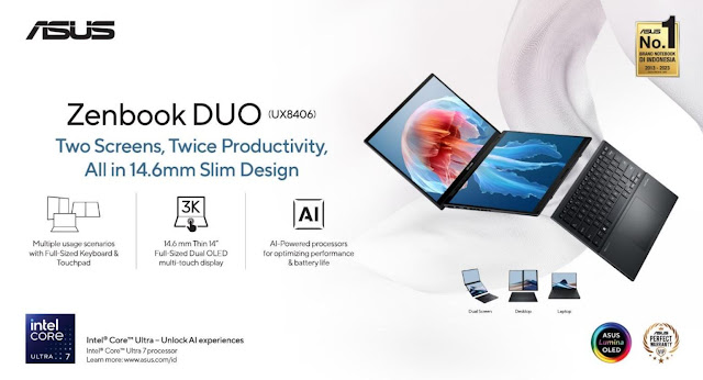 ASUS Zenbook DUO, Laptop Dual-Screen OLED yang Bikin Makin Produktif