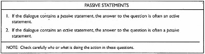 You should note the following about passive sentence in Listening Part A : Hal-hal yang harus Anda perhatikan dalam sesi Listening Part A terkait penggunaan struktur kalimat pasif:  If the conversation contains a passive statement, the answer to the question is often an active statement. Jika percakapan berisikan perkataan berbentuk pasif, maka sering jawaban yang tepat menggunakan kalimat aktif If the conversation contains an active statement, the answer to the question is often a passive statement. Jika percakapan berisikan perkataan berbentuk aktif, maka sering jawaban yang tepat menggunakan kalimat pasif