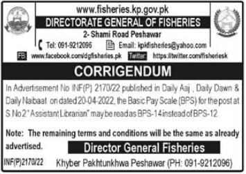 Latest Directorate General of Fisheries Management Posts Peshawar 2022
