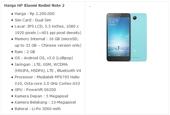 Daftar Harga HP Xiaomi Android Juni 2016