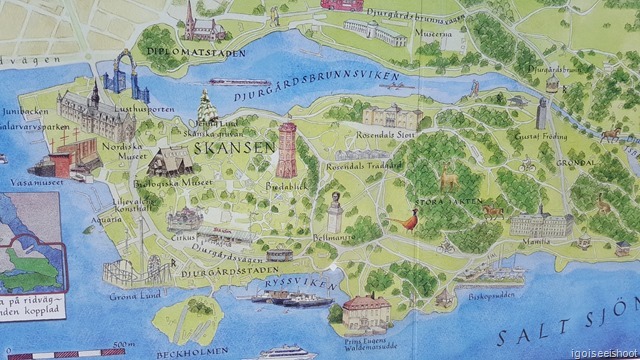 Tourist map of Djurgården. 