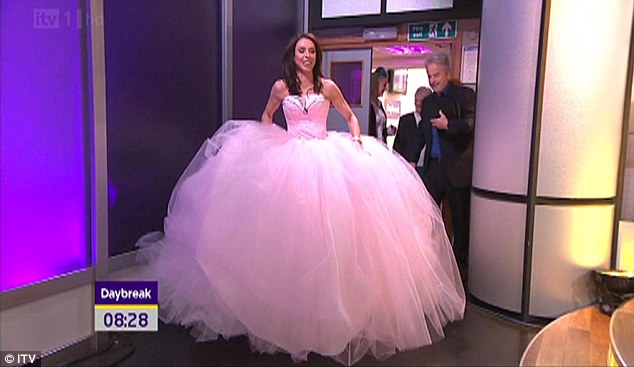 Blushing bride Christine Bleakley tried on a wedding dress from My Big Fat