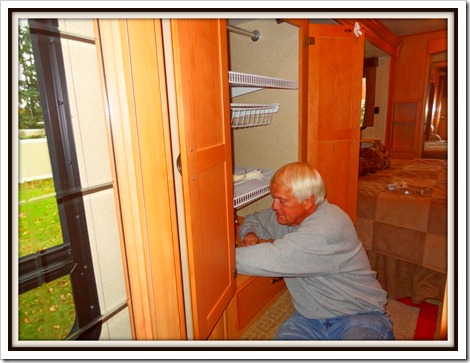 Paul working on his closet.