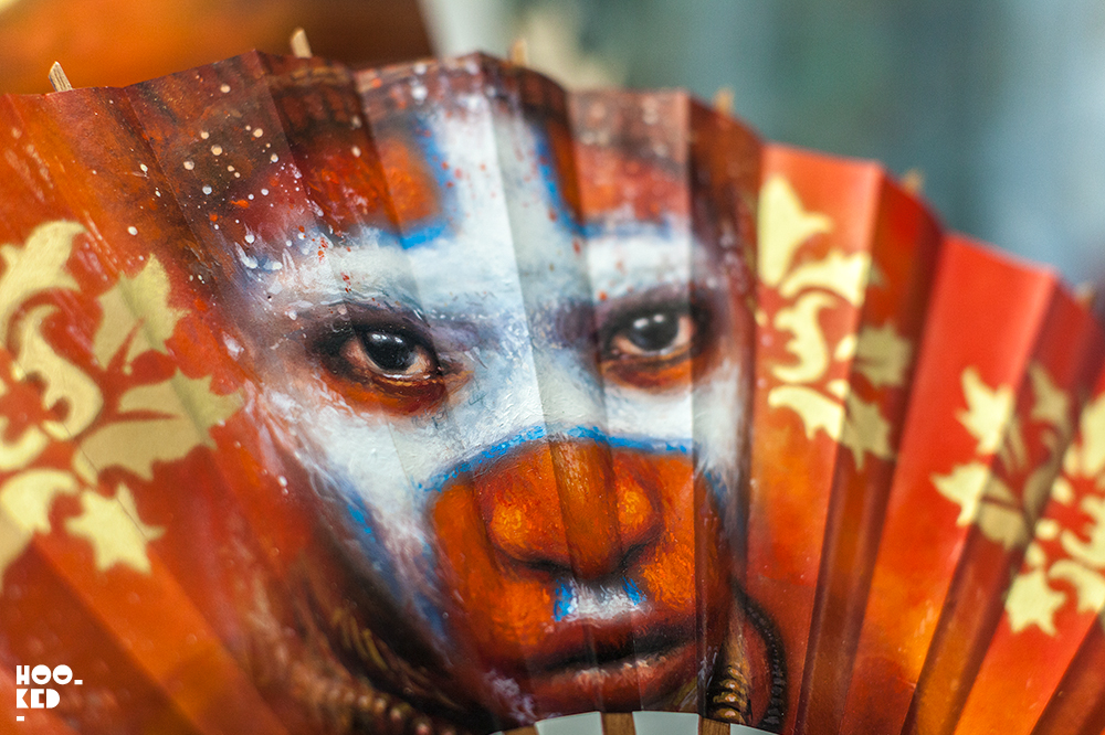 Dale Grimshaw's Fan for  Street Art Exhibition StreetFans at the London Fan Museum