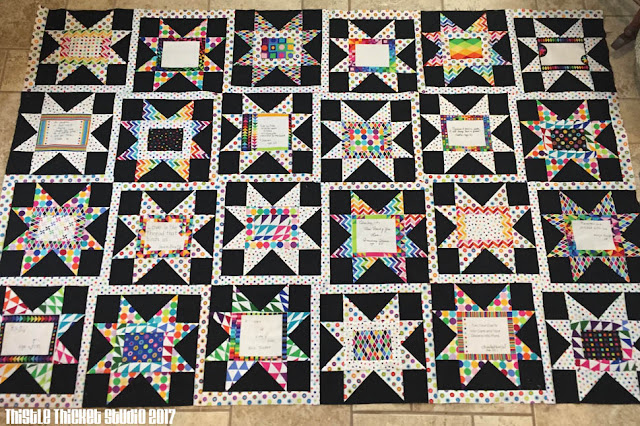 Sawtooth Stars & Signatures Friendship Quilt on Thistle Thicket Studio. www.thistlethicketstudio.com