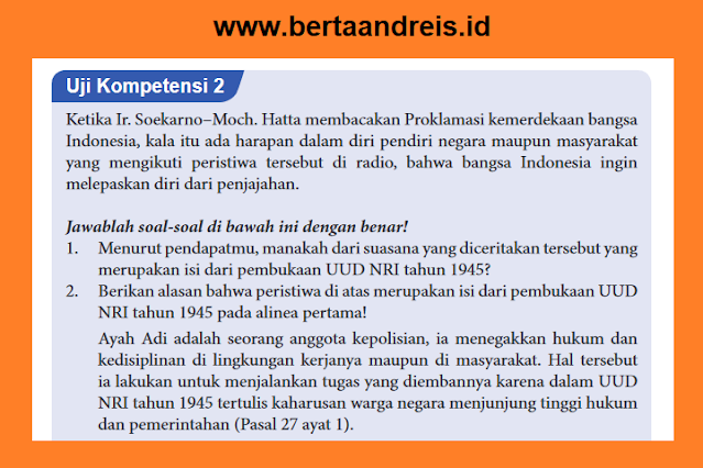 Kunci Jawaban PKN Kelas 8 Halaman 48 Uji Kompetensi 2