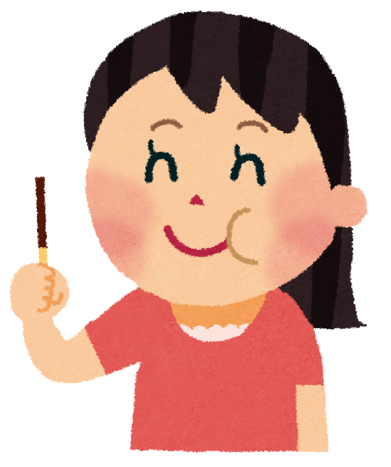 無料イラスト かわいいフリー素材集 ポッキーを食べる女性のイラスト