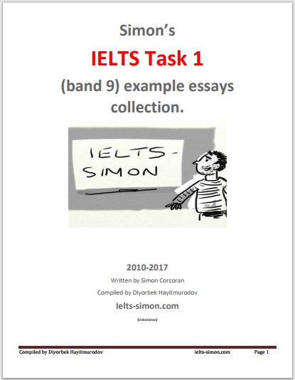 Simon's IELTS Task 1 (Band 9) Example Essays Collection 2010-2017