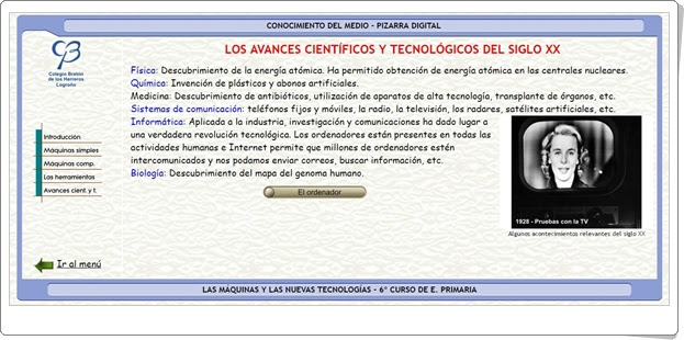 LOS AVANCES CIENTÍFICOS Y TECNOLÓGICOS DEL SIGLO XX (Aplicación Interactiva de Ciencias Sociales de Primaria)