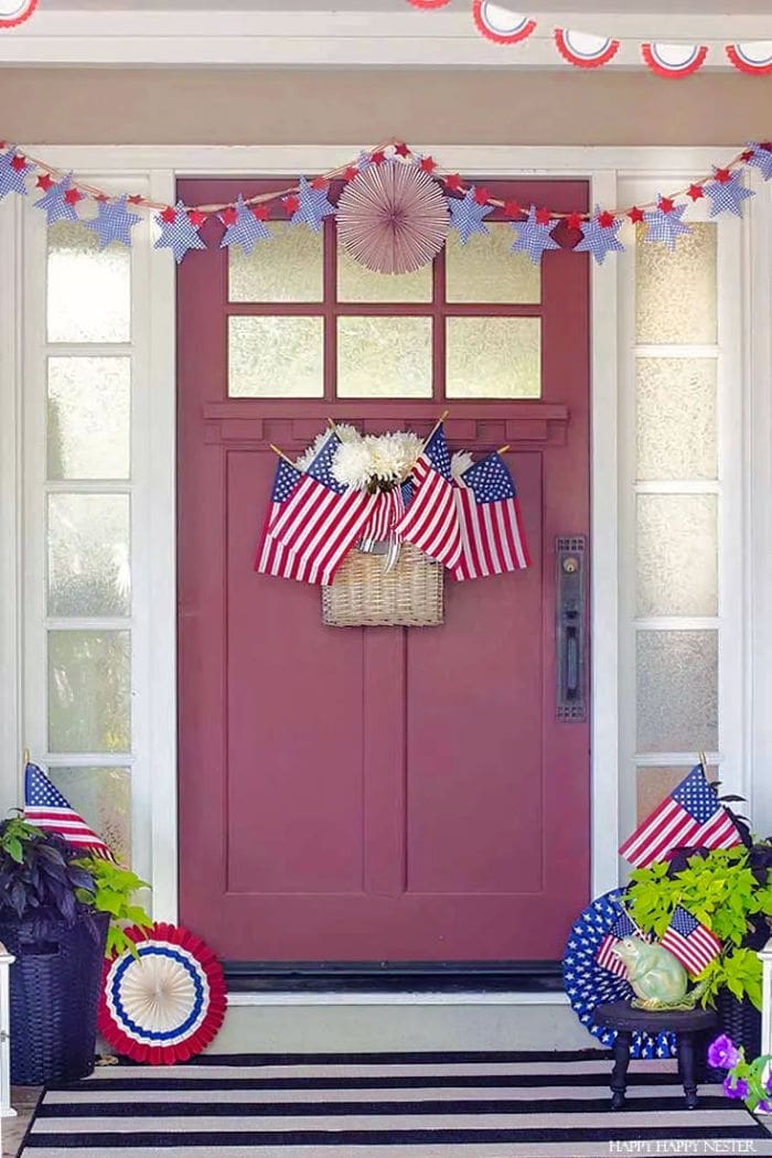 front porch patriotic ideas by The Happy Happy Nester blog