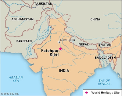 The location of Fatehpur Sikriin the map of India