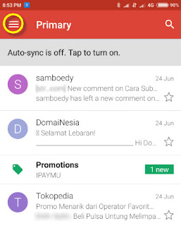 cara keluar dari aplkasi email gmail di hp android