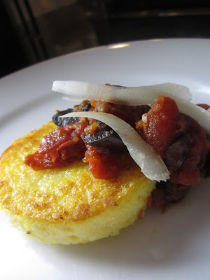 crispy polenta with puttanesca