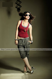 Sandeepa Dhar In Red Top With Sun Glasses