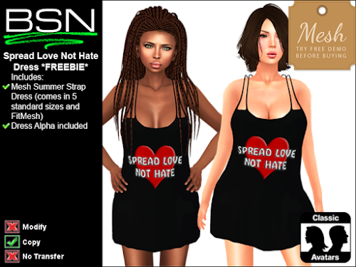 BSN Spread Love Not Hate Dress *FREEBIE*