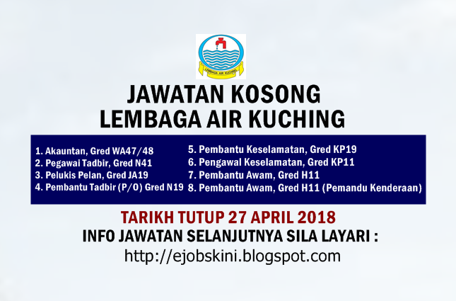 Jawatan Kosong Lembaga Air Kuching - 27 April 2018