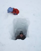 Jim breaking in the new snow shovels