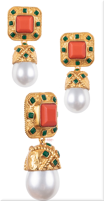 ♦Valére Poseidon orange gold-plated multistone earrings #jewelry #pantone #orange #brilliantluxury