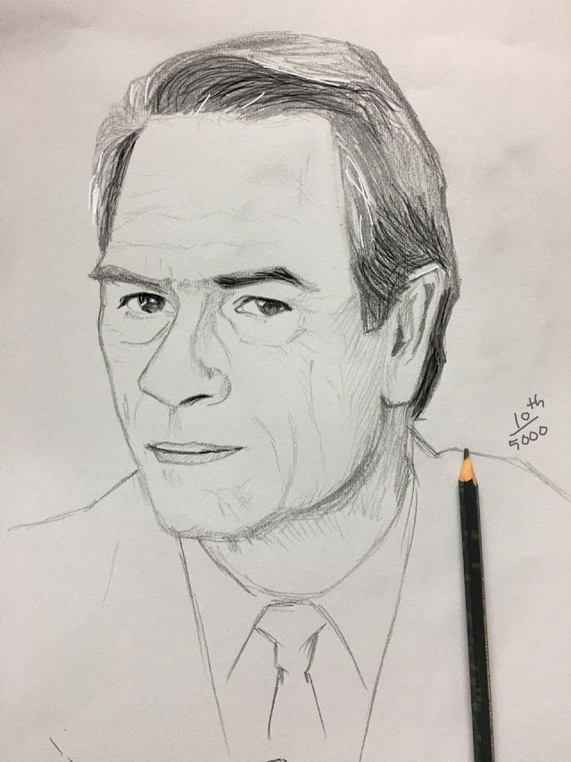 Tommy Lee Jones- American actor- Portrait Done in 25 Minutes