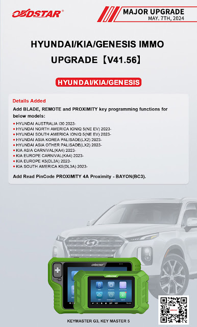 OBDSTAR Adds Hyundai IONIQ5 Palisade K5 2023- IMMO