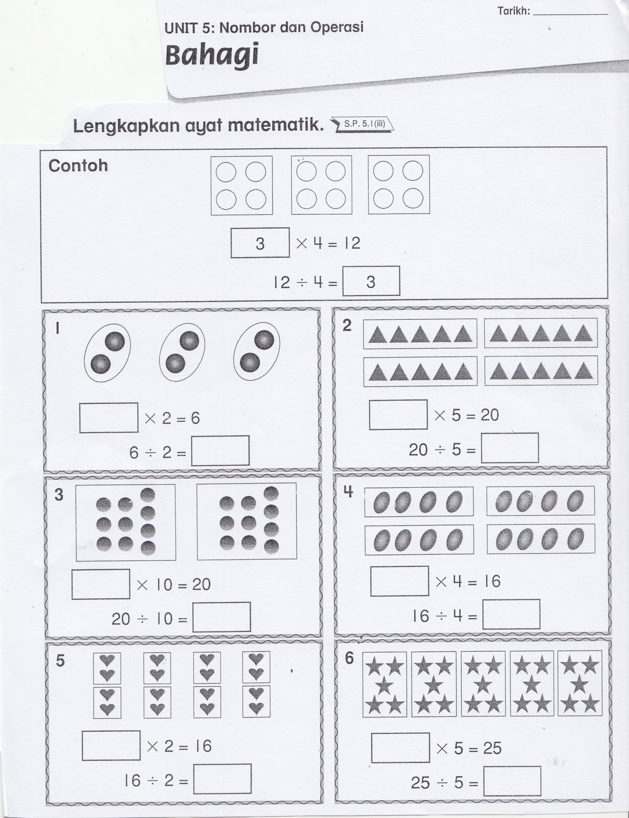 SUDUT MATEMATIK: Lembaran Kerja 6 ( Operasi Bahagi)
