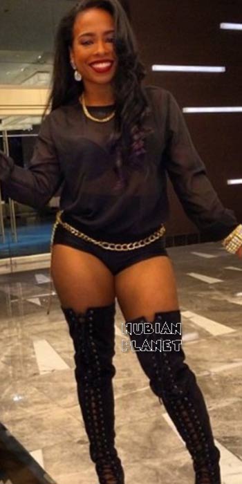 most-attractive-black-woman-sexy-knee-high-boots-strapped-thong-lace-blouse