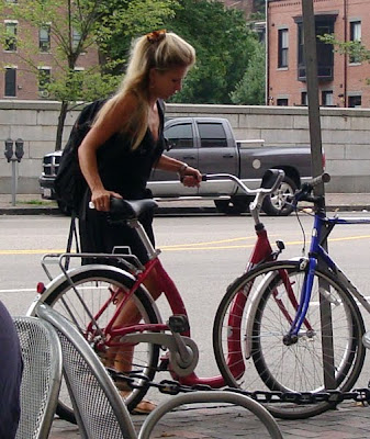 blonde on her bike