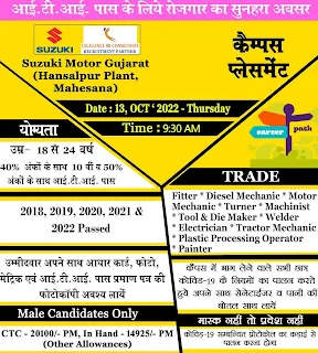 ITI Jobs Campus Placement Drive in Madhya Pradesh On 13th October and 14th October 2022 at Parshanti PVT ITI, Ujjain and Govt ITI Dewas, Madhya Pradesh