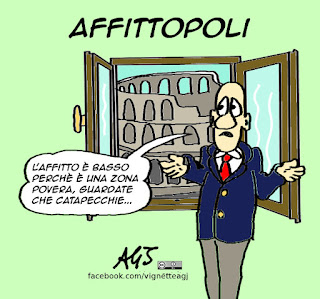 affittopoli, case a roma, affitti, satira vignetta