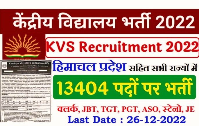 KVS Recruitment  Notification Out For PRT TGT PGT Post Vacancies