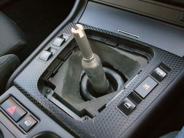 BMW E46 330d gear knob and gaiter removed