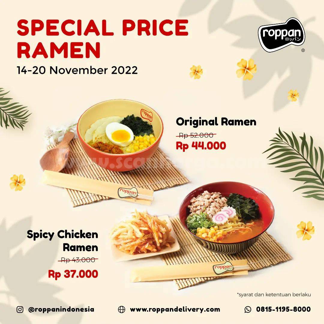 ROPPAN Promo RAMEN SPECIAL PRICE – start from IDR 37.000