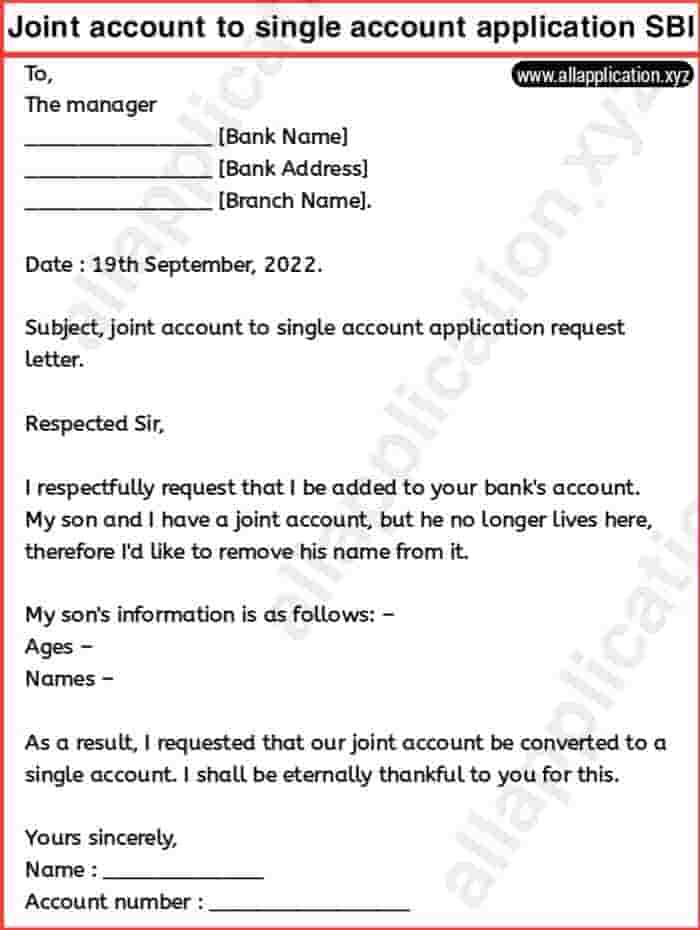 Application For Joint Account To Single Account After Death