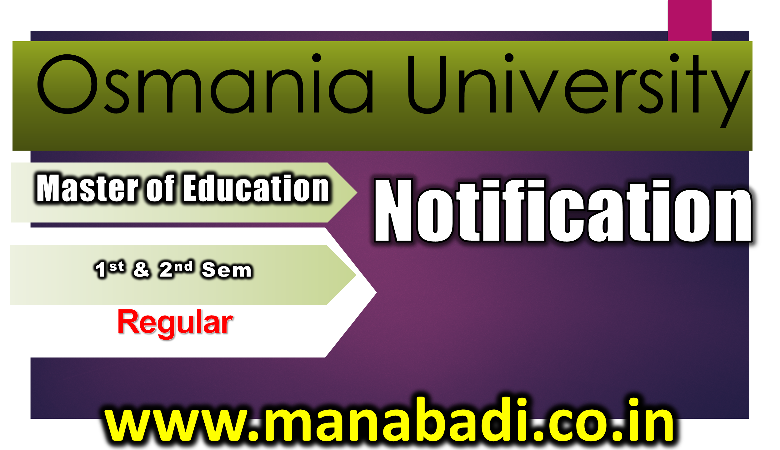 Osmania University Master of Education 1st & 2nd Sem Regular Jan 2024 Exam Fee Notification