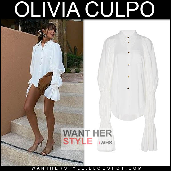 Olivia Culpo in white shirt