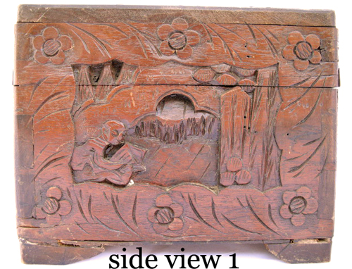 wood jewelry box VINTAGE OLD WOOD WOODEN Jewelry Treasure BOX CARVED SCOONER SAIL Sea  | 500 x 382