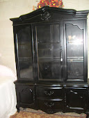 FRENCH GARDEN TREASURES BLACK CHINA HUTCH VERY ELEGANT