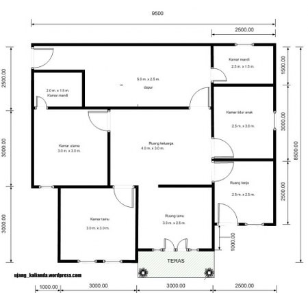 gambar denah rumah minimalis 2 kamar tidur 3