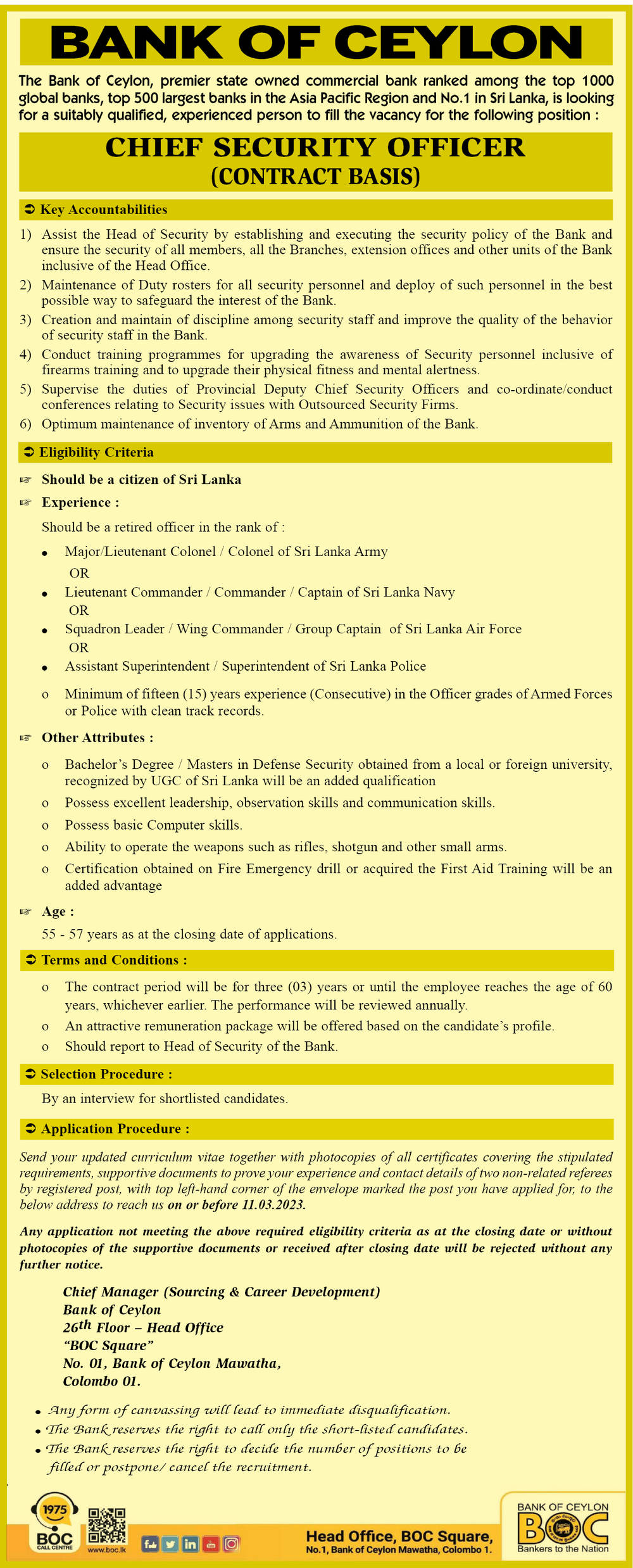 Bank of Ceylon Careers 2023 Application