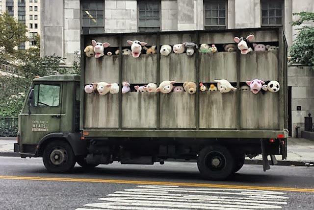 Banksy The Sirens of the Lambs. A slaughterhouse delivery truck touring the meatpacking district and then citywide for the next two weeks.