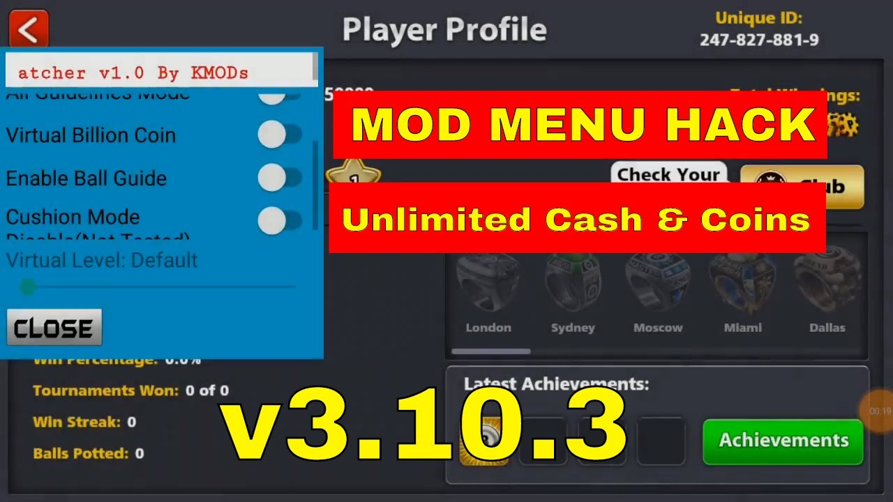 Mod Menu Hack 8 Ball Pool v3.10.3 Unlimited Cash & Coins ...