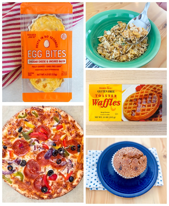 gluten-free Trader Joe's items collage , summer 2023,