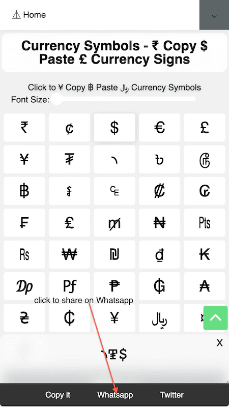 How to Share $ Currency Symbols On Whatsapp?