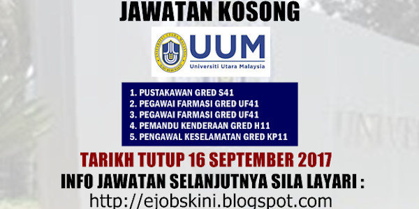 Jawatan Kosong Universiti Utara Malaysia (UUM) - 16 September 2017