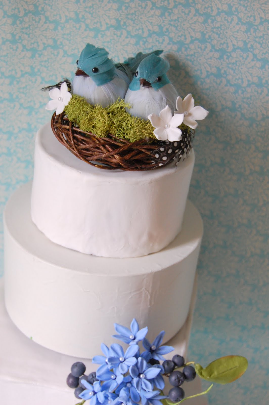 blue bird wedding cake nest